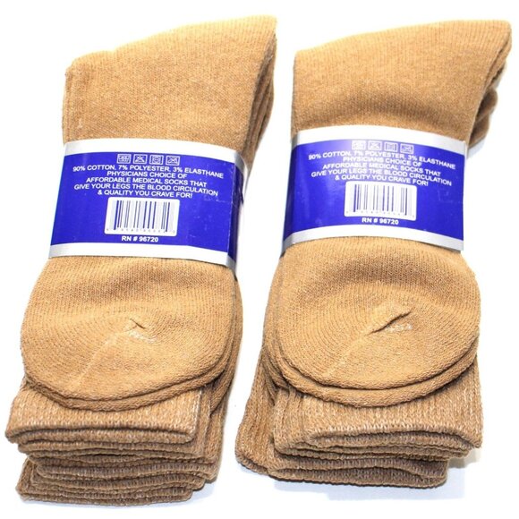 Debra Weitzner Mens Beige Diabetic Crew Socks Loose Fit Top 6 Pair 7-12 - Picture 2 of 3